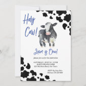 Heilige koe zwarte en blauwe koe verjaardagsfeest kaart (Voorkant)