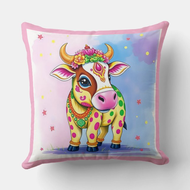 Heilige Koeien in Diwali Vermomming Kussen (Achterkant)