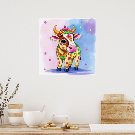 Heilige Koeien in Diwali Vermomming Poster (Keuken)
