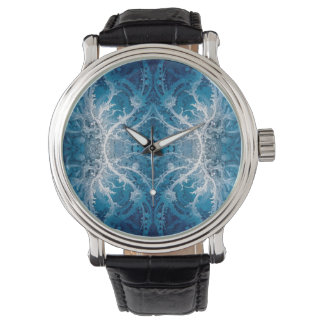 Heilige Kosmische Stroom - Blauw Zilver Symmetrie Horloge