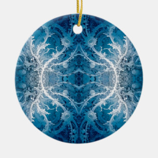 Heilige Kosmische Stroom - Blauw Zilver Symmetrie Keramisch Ornament