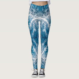 Heilige Kosmische Stroom - Blauw Zilver Symmetrie Leggings