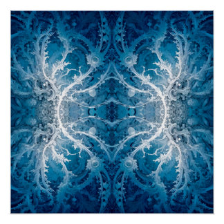 Heilige Kosmische Stroom - Blauw Zilver Symmetrie Perfect Poster