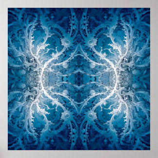 Heilige Kosmische Stroom - Blauw Zilver Symmetrie Poster