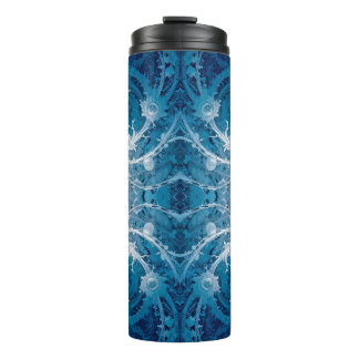 Heilige Kosmische Stroom - Blauw Zilver Symmetrie Thermosbeker