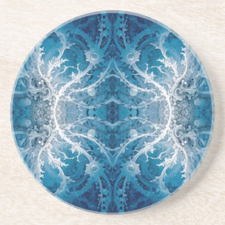 Heilige Kosmische Stroom - Blauw Zilver Symmetrie Zandsteen Onderzetter