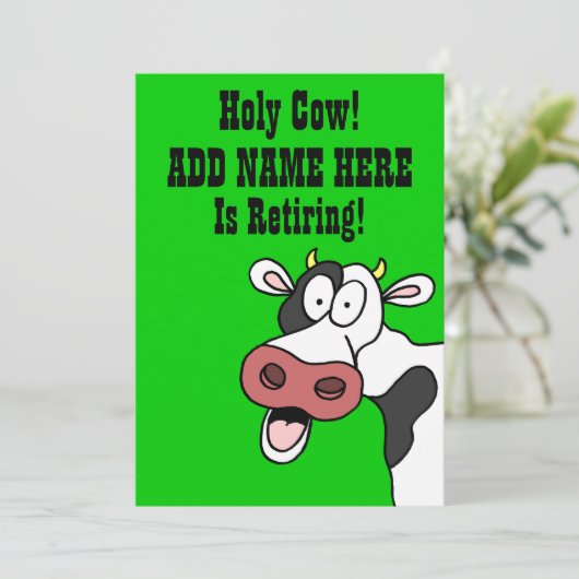 Heilige Kow Cartoon Uitnodiging (Staand voorkant)