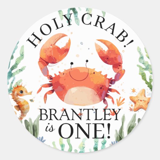Heilige Krab Verjaardag Zeeleven Stickers (Voorkant)