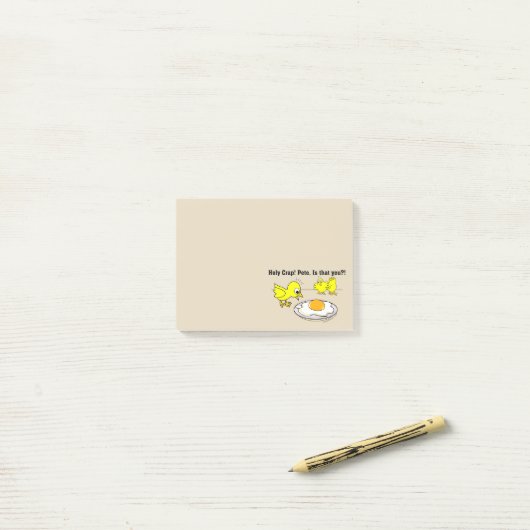 Heilige krap! Pete, ben jij dat? Beige Post-it® Notes (Op bureau)