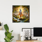 Heilige Krishna Traditionele Gopinath Fluit Kunst Poster (Thuiskantoor)