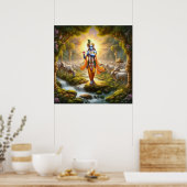 Heilige Krishna Traditionele Gopinath Fluit Kunst Poster (Keuken)