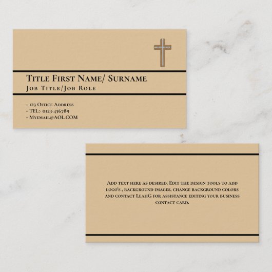 Heilige Kruis Christelijk Geloof Priester Dominee  Visitekaartje (Voorkant / Achterkant)