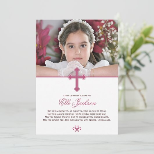 Heilige Kruis eerste communiqué Foto Keepomwille Kaart (Staand voorkant)