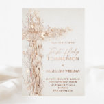 Heilige kruis Eerste Heilige Communie Folie Uitnodiging<br><div class="desc">gegevens over de folie van goud in de echte rozen Eerste Heilige Communauteit uitnodiging</div>