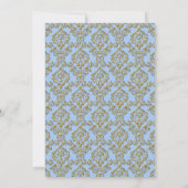 Heilige Kruis en Damask Blue Baptism Invitation Kaart (Achterkant)