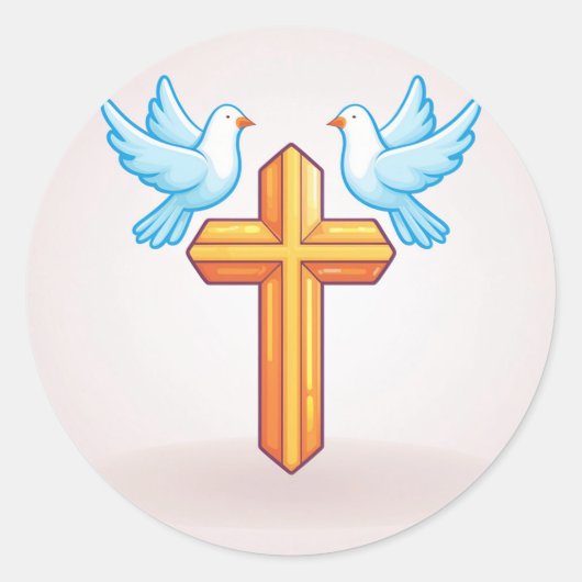 Heilige Kruis en Doves Ronde Sticker (Voorkant)
