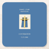 Heilige Kruis Hemel Blauwe Religieuze Partij Kartonnen Onderzetters (Voorkant)