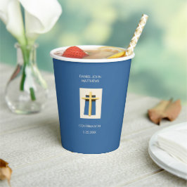 Heilige Kruis Hemel Blauwe Religieuze Partij Papieren Bekers