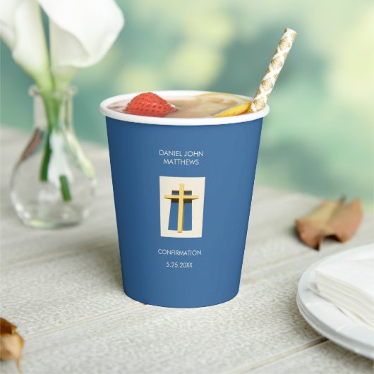 Heilige Kruis Hemel Blauwe Religieuze Partij Papieren Bekers (Insitu)
