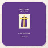 Heilige Kruis Paarse Religieuze Partij Kartonnen Onderzetters (Voorkant)