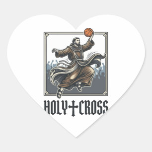 Heilige Kruis Vintage Basketbal Religieus T-shirt Hart Sticker