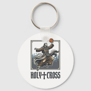Heilige Kruis Vintage Basketbal Religieus T-shirt Sleutelhanger