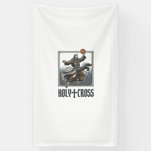 Heilige Kruis Vintage Basketbal Religieus T-shirt Spandoek
