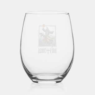 Heilige Kruis Vintage Basketbal Religieus T-shirt Wijnglas Zonder Voet