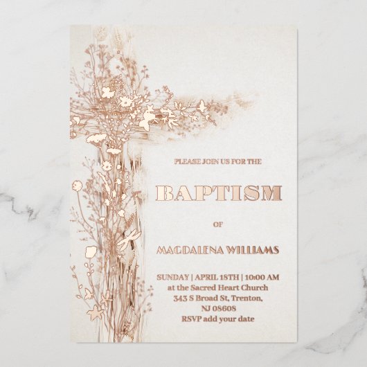 Heilige kruisbaptisme Folie Uitnodiging (Voorkant)