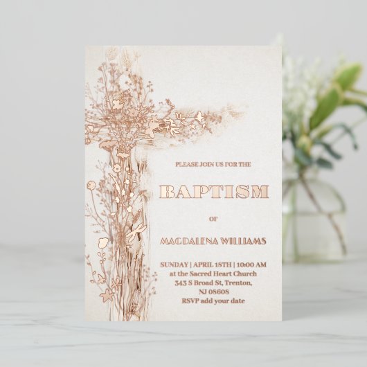 Heilige kruisbaptisme Folie Uitnodiging (Staand Voorkant)