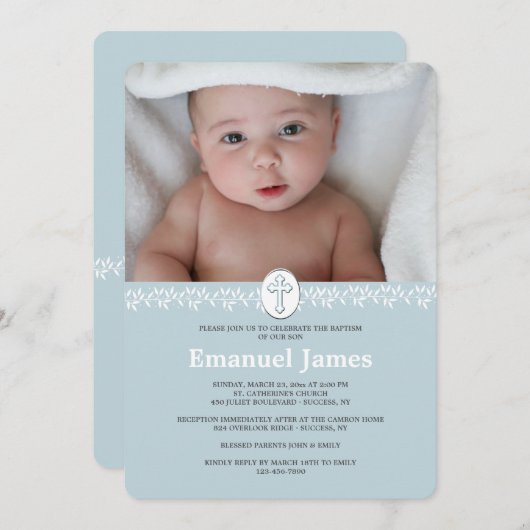 Heilige Kruisfoto Uitnodiging tot religie (Voorkant / Achterkant)