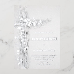 Heilige kruising Baptism Silver folie Uitnodiging