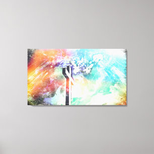 Heilige Land Cross Grunge Art Wrapped Canvas Afdruk