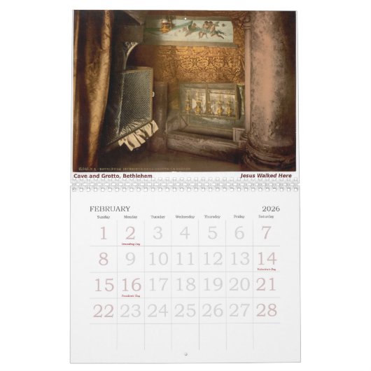 Heilige Land Kalender: Jezus liep hier naar heilig Kalender (Feb 2026)