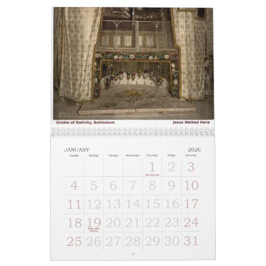 Heilige Land Kalender: Jezus liep hier naar heilig Kalender (Jan 2026)