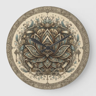 Heilige Lotus Mandala Vintage Spirituele Kunst Grote Klok