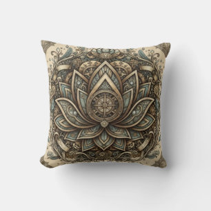 Heilige Lotus Mandala Vintage Spirituele Kunst Kussen