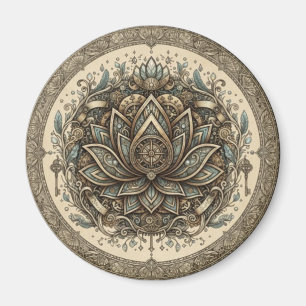 Heilige Lotus Mandala Vintage Spirituele Kunst Magneet