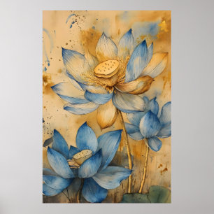 Heilige lotus (Nelumbo nucifera), een iconische wa Poster