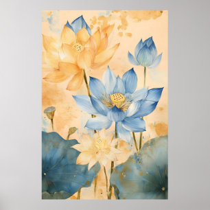 Heilige lotus (Nelumbo nucifera), een iconische wa Poster