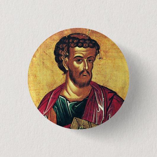 Heilige Lucas de Evangelist Orthodoxe icoon Ronde Button 3,2 Cm (Voorkant)