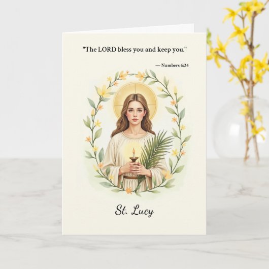 Heilige Lucy Gods vrede en zegeningen met de Schri Kaart (Gele Bloem)