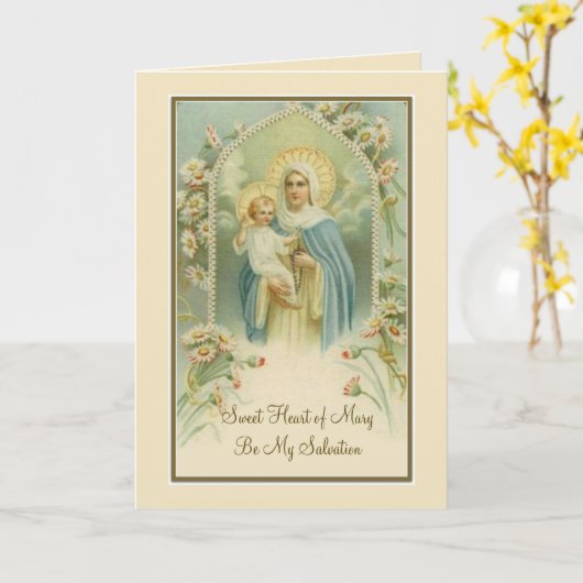 Heilige Maagd Maria Baby Jezus Heilige Rozenkrans  Kaart (Gele Bloem)