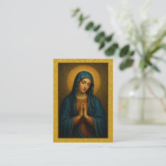 Heilige Maagd Maria begrafenis gebedsmonument - Visitekaartje (Staand voorkant)