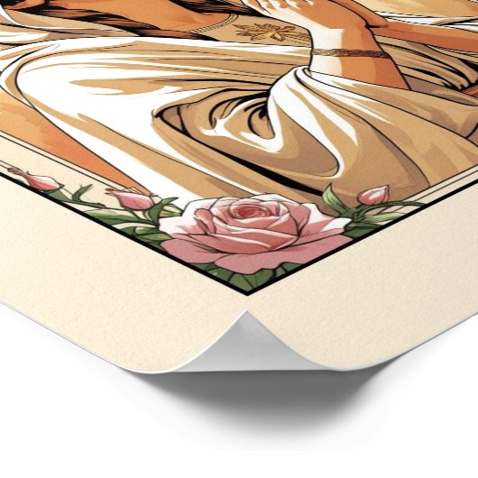 Heilige Maagd Maria in gebed – Katholiek Poster (Hoek)