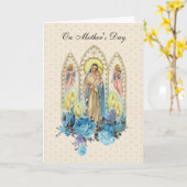  Heilige Maagd Maria Jesus Blauwe Bloemen Kaart (Gele Bloem)