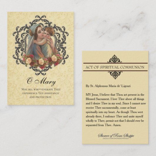 Heilige Maagd Maria Jezus Spirituele Communie Heil Plaatskaartje (Voorkant / Achterkant)