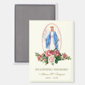 Heilige Maagd Maria Katholieke begrafenis Memorial Magneet (Voorkant / Achterkant)