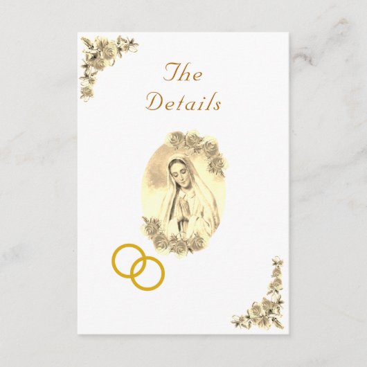 Heilige Maagd Maria Katholieke Sepia Trouwruimte K Informatiekaartje (Voorkant)