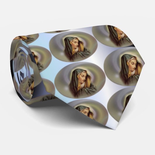 Heilige Maagd Maria op Shaded Blue Stropdas (Opgerold)